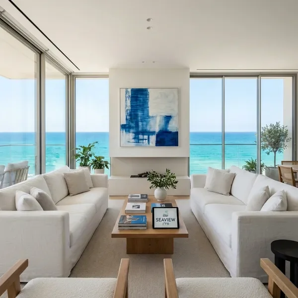סלון דירת יוקרה על חוף הים